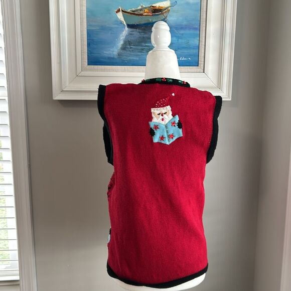 Vintage Bobbie Brooks Holiday Christmas Caroling Santa Sweater Vest Medium - Picture 3 of 8